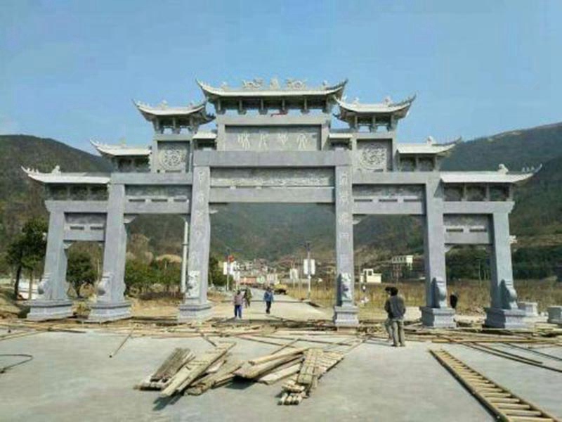 農村簡易五門石材牌坊